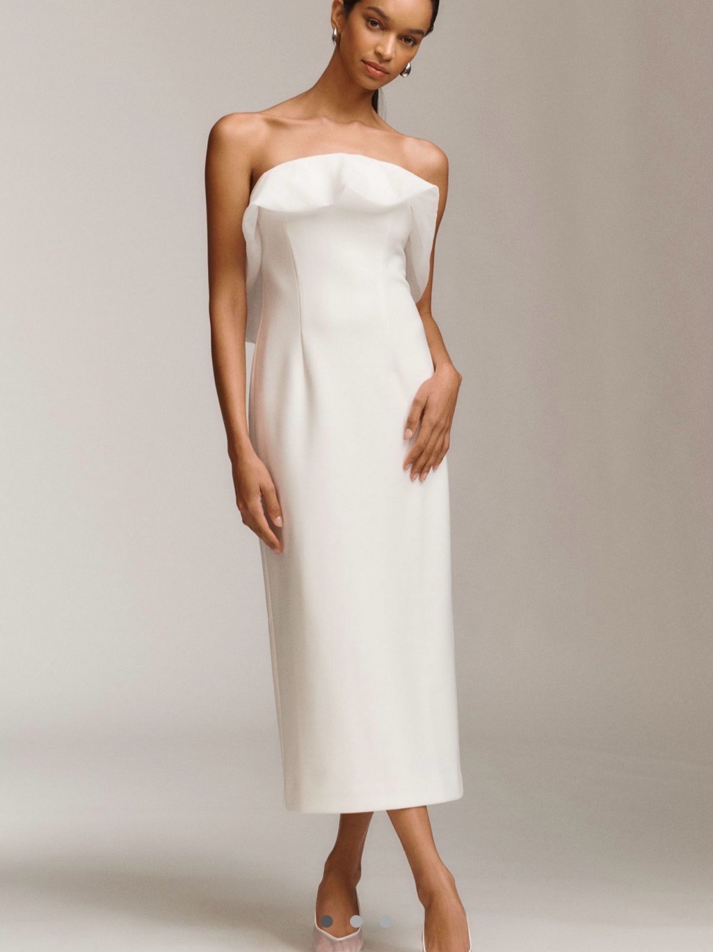 Strapless White Midi Dress